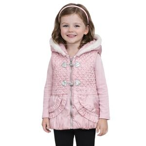 Little Lass Ruffled Hooded Puffer Vest Girls Size 6